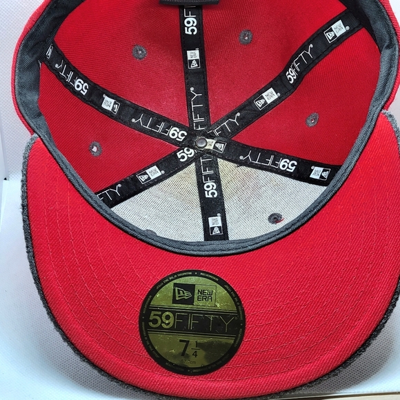 **RARE** BOSTON RED SOX New Era 59Fifty Fitted 7 1/4 RED/GREY 100% Wool Crown - Picture 5 of 11